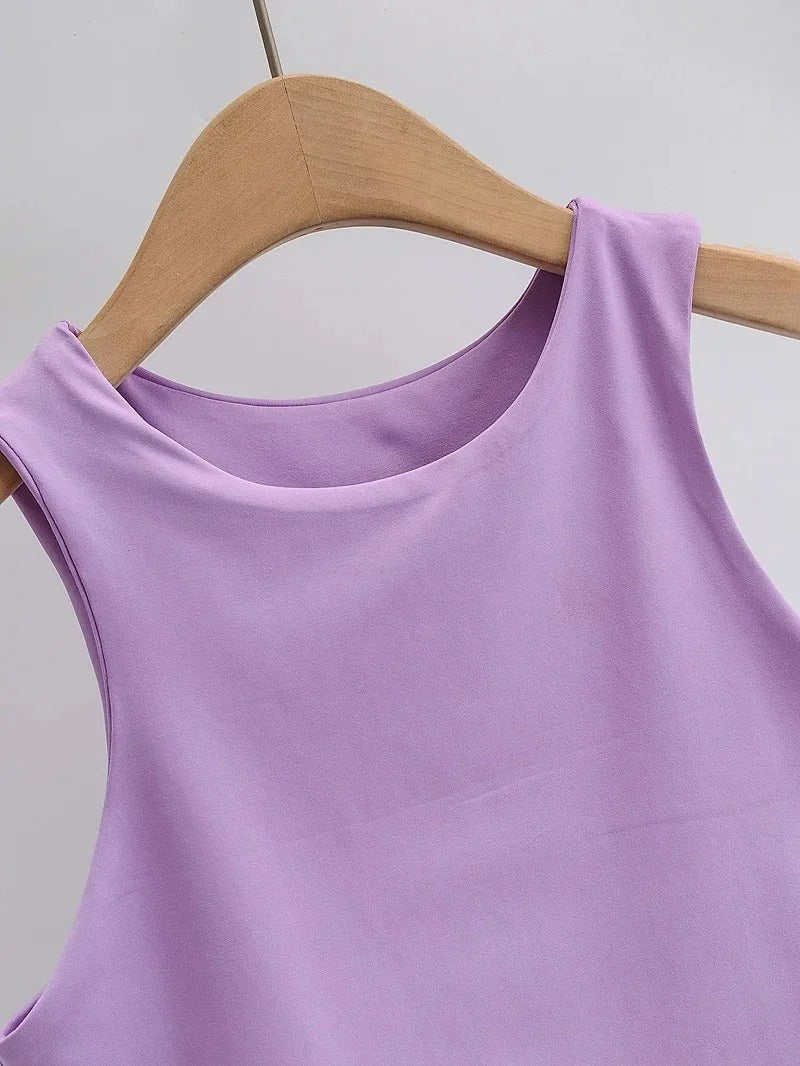 Naisten hihaton O-kauluksinen Slim Fit Tank Topi