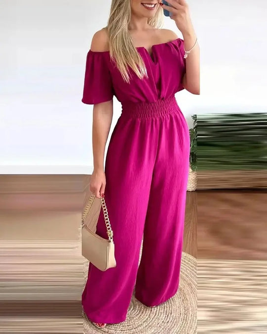 Naisten Off Shoulder Leveä jalka Jumpsuit