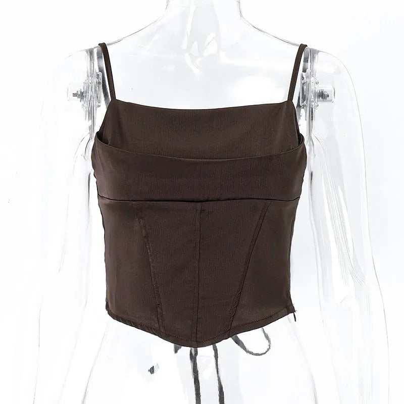 Naisten Lace-Up Spagettihihnainen Crop-top