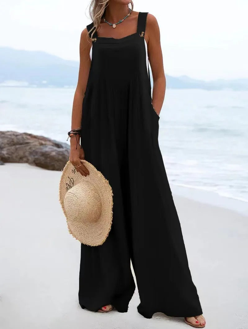 Naisten Yksivärinen Suspender Jumpsuit