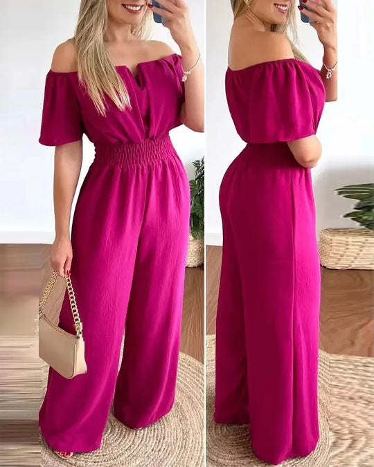 Naisten Off Shoulder Leveä jalka Jumpsuit