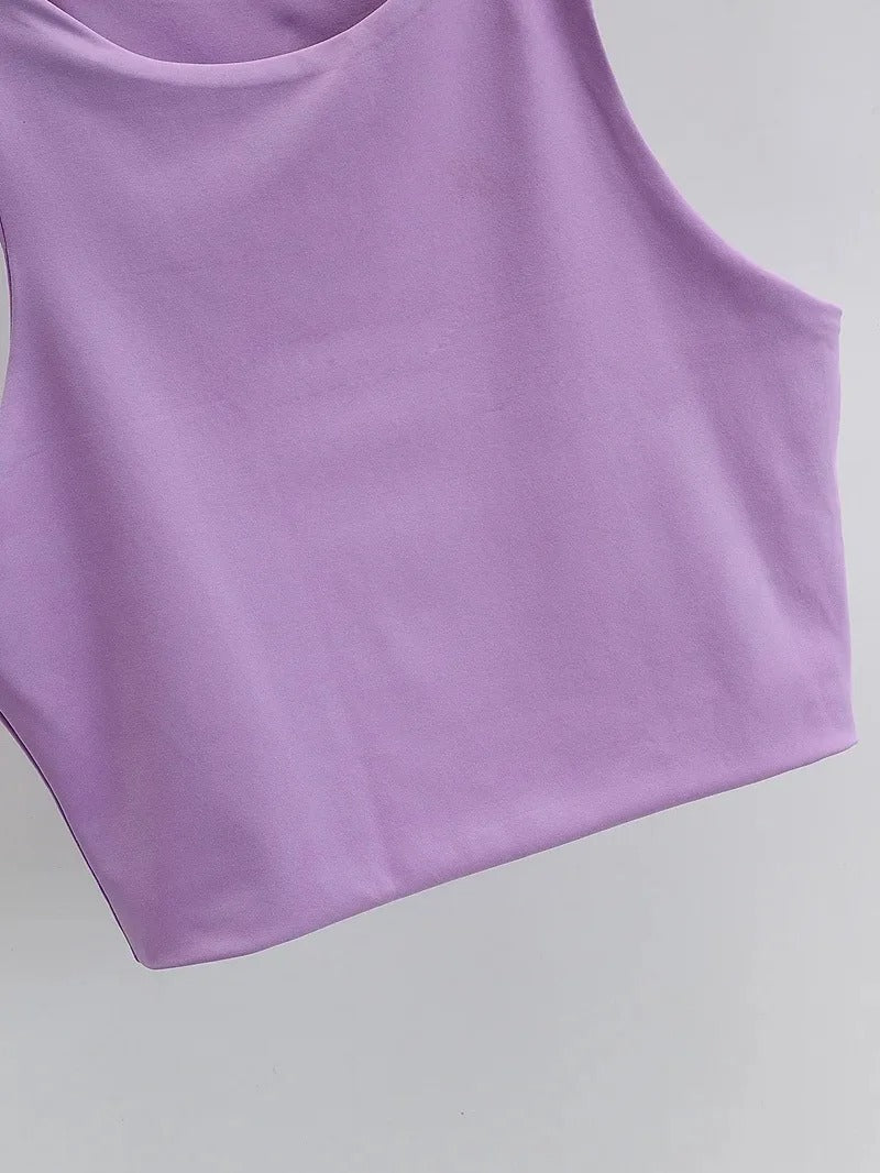 Naisten hihaton O-kauluksinen Slim Fit Tank Topi