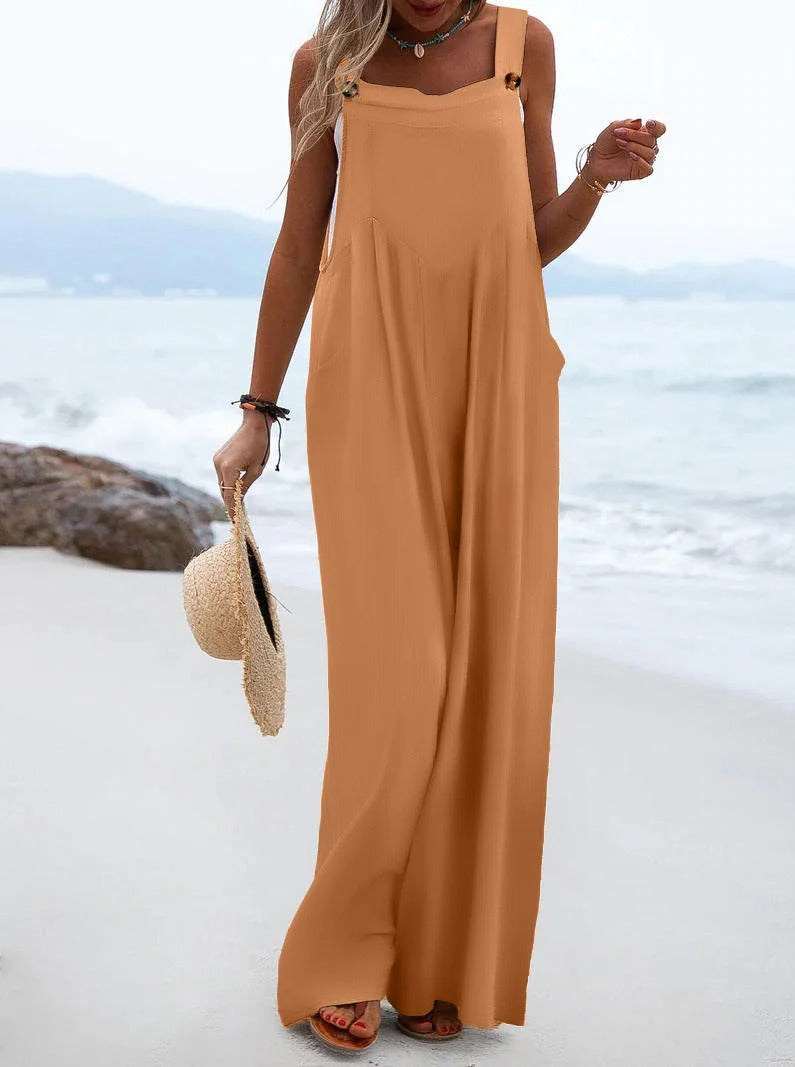 Naisten Yksivärinen Suspender Jumpsuit