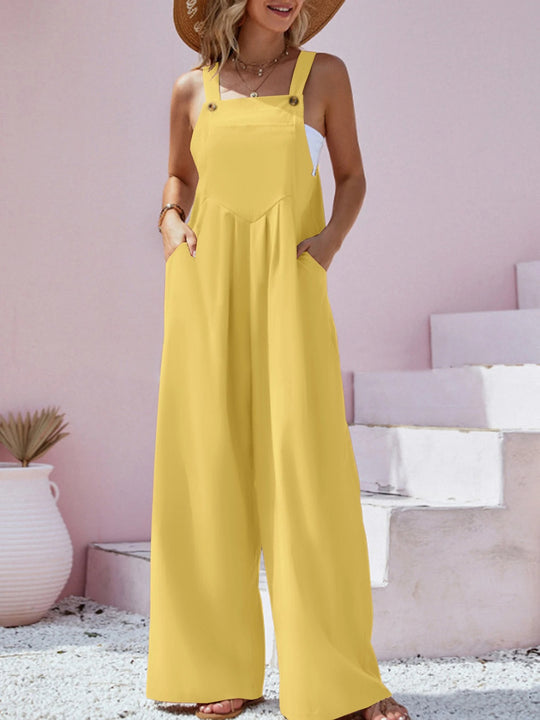 Naisten Yksivärinen Suspender Jumpsuit