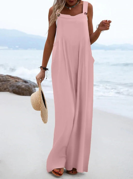 Naisten Yksivärinen Suspender Jumpsuit