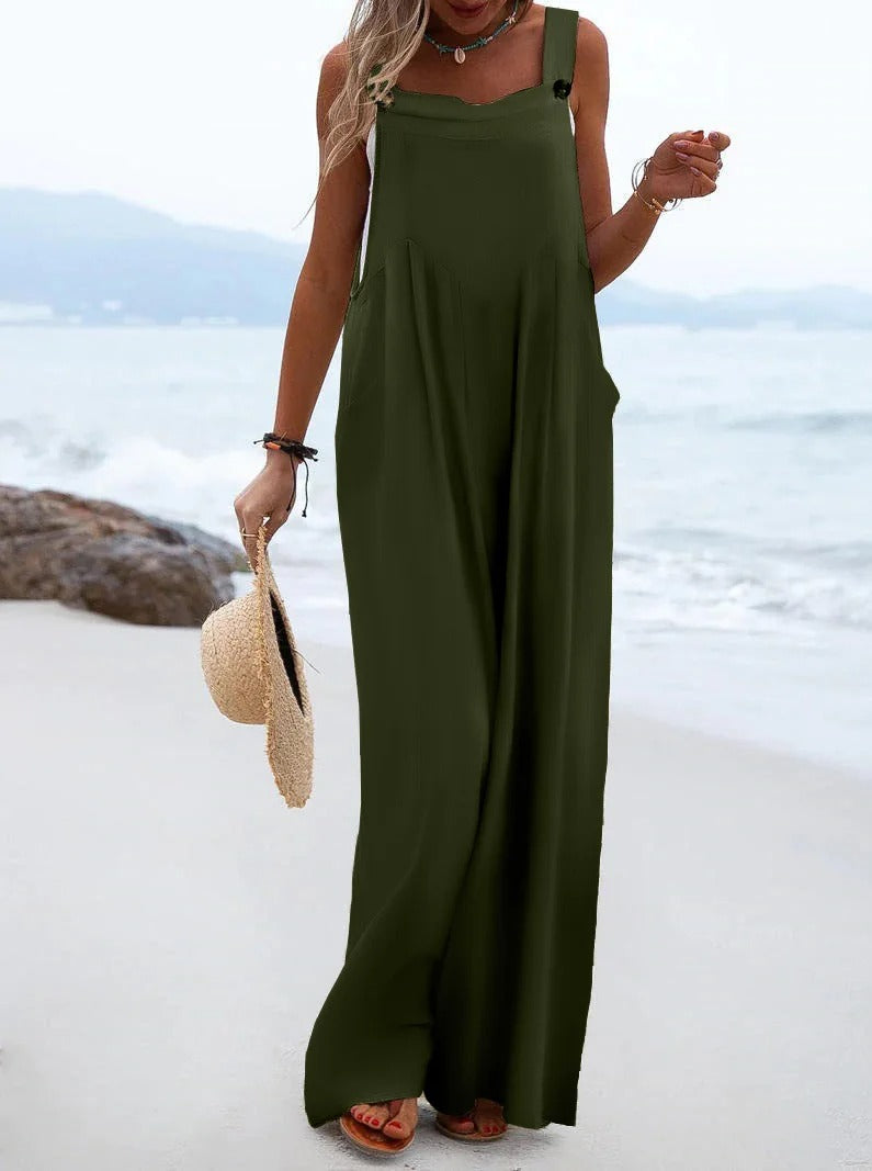 Naisten Yksivärinen Suspender Jumpsuit