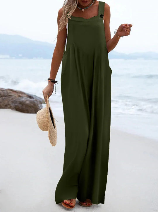 Naisten Yksivärinen Suspender Jumpsuit