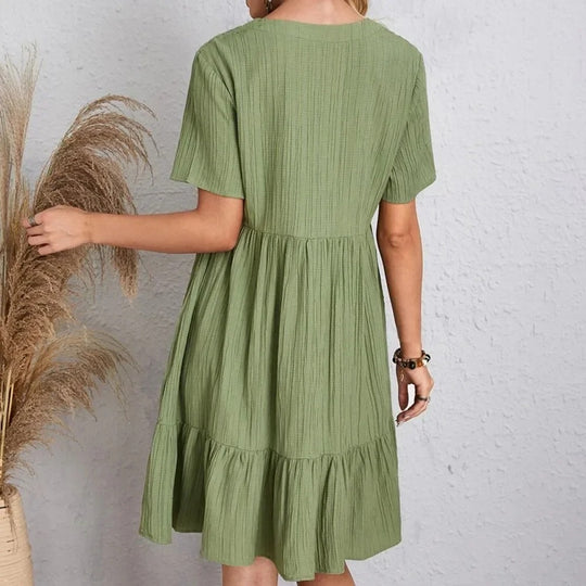 Naisten V-kaula-aukkoinen Peplum Fit Flare -mekko