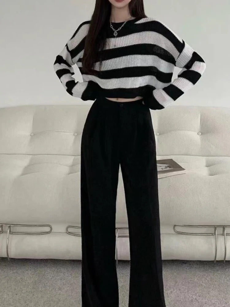 Naisten Vintage ylimitoitettu cropped villapaita