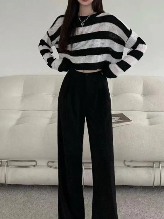 Naisten Vintage ylimitoitettu cropped villapaita
