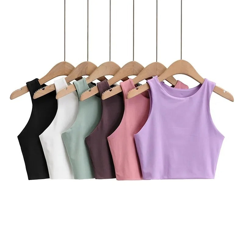 Naisten hihaton O-kauluksinen Slim Fit Tank Topi