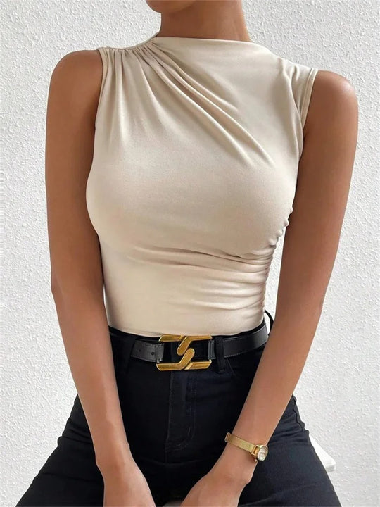 Naisten mock neck -kauluspaita röyhelöinen