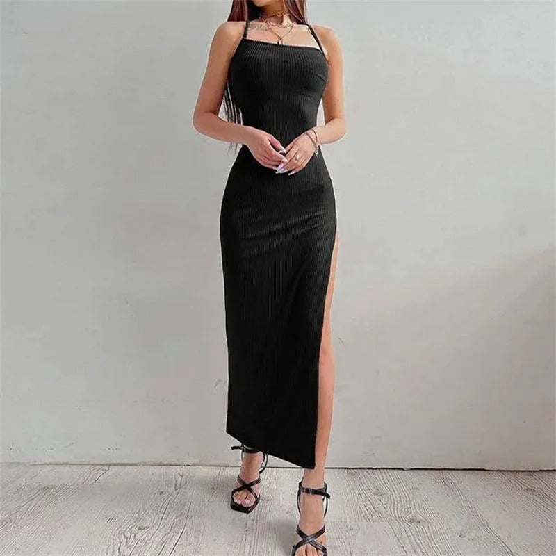 Naisten hihaton halterneck-bodycon-mekko