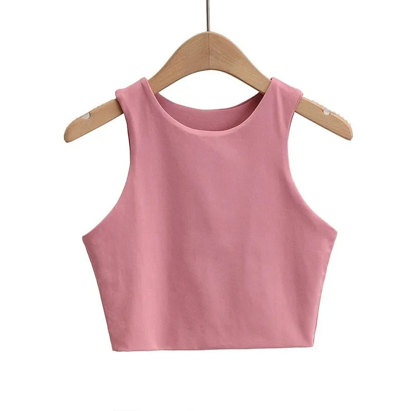 Naisten hihaton O-kauluksinen Slim Fit Tank Topi