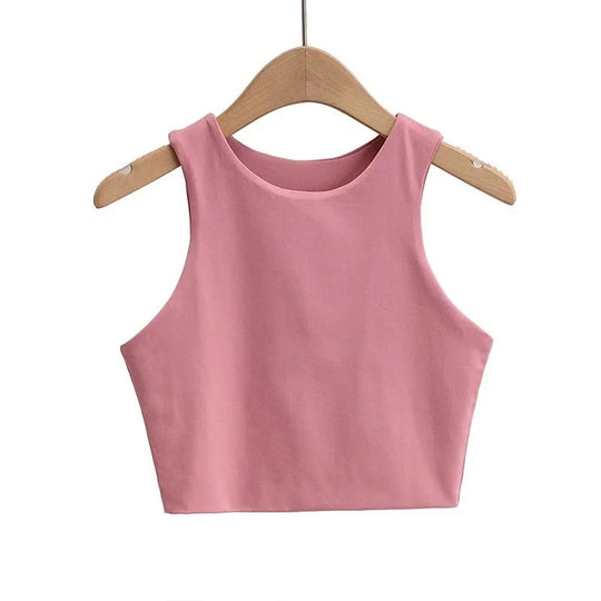 Naisten hihaton O-kauluksinen Slim Fit Tank Topi