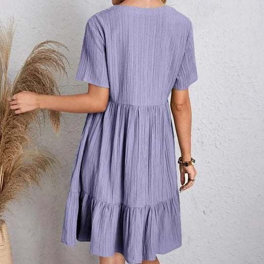 Naisten V-kaula-aukkoinen Peplum Fit Flare -mekko
