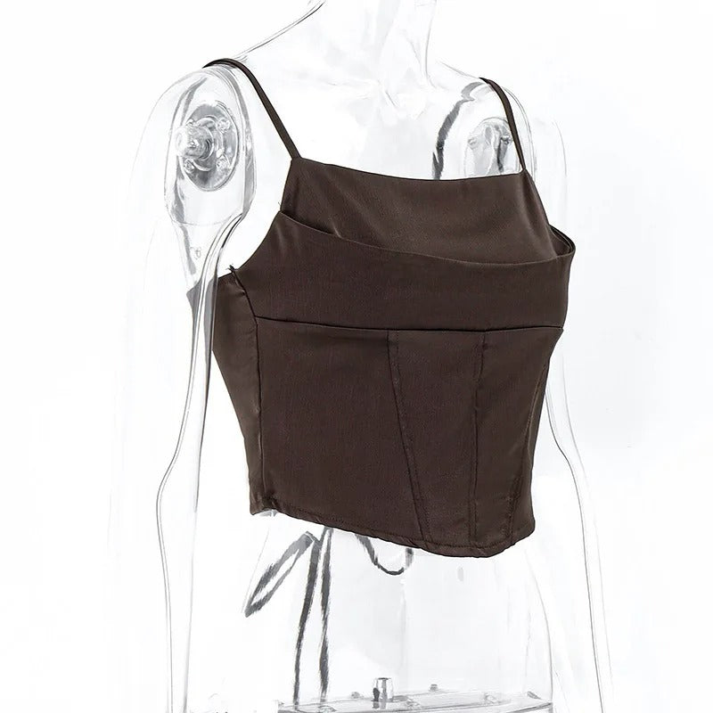 Naisten Lace-Up Spagettihihnainen Crop-top