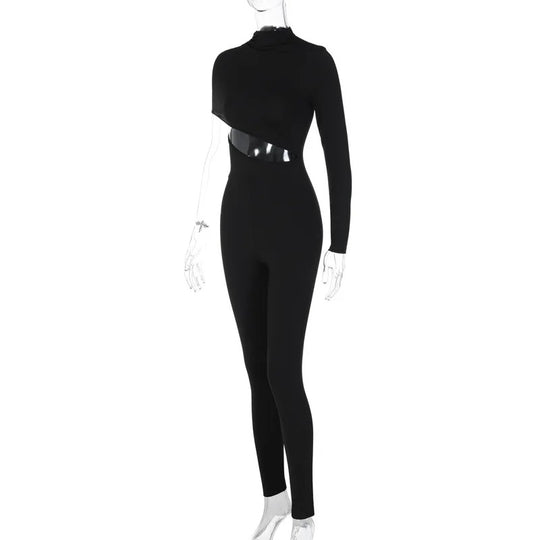 Yksi olkapää Cut Out Jumpsuit