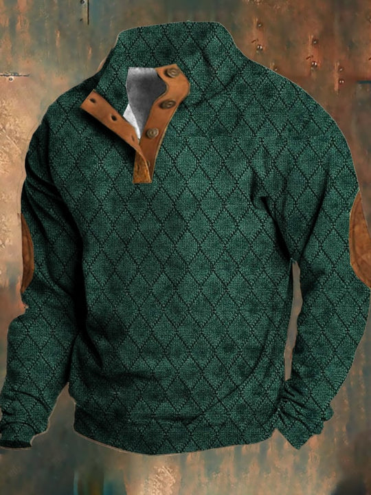 Miesten Villapaita Retro Fleece Tekstuurilla Mukava Rento Tyylinen 2