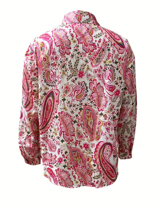 Naisten Pitkähiha Paita Paisley-painatus 100% Puuvilla-3