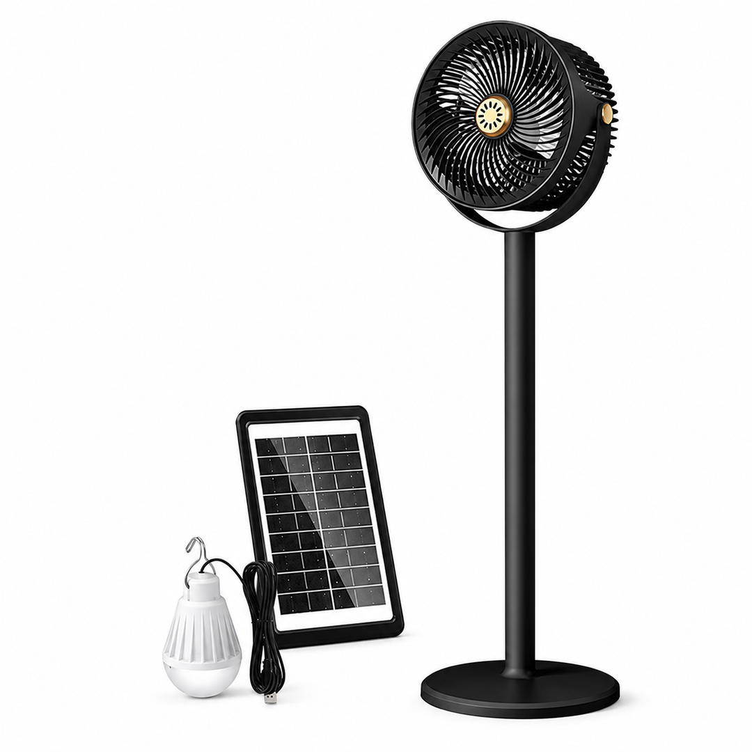 Monitoiminen Aurinkovoimalla Toimiva Seisontatuuletin LED-valolla