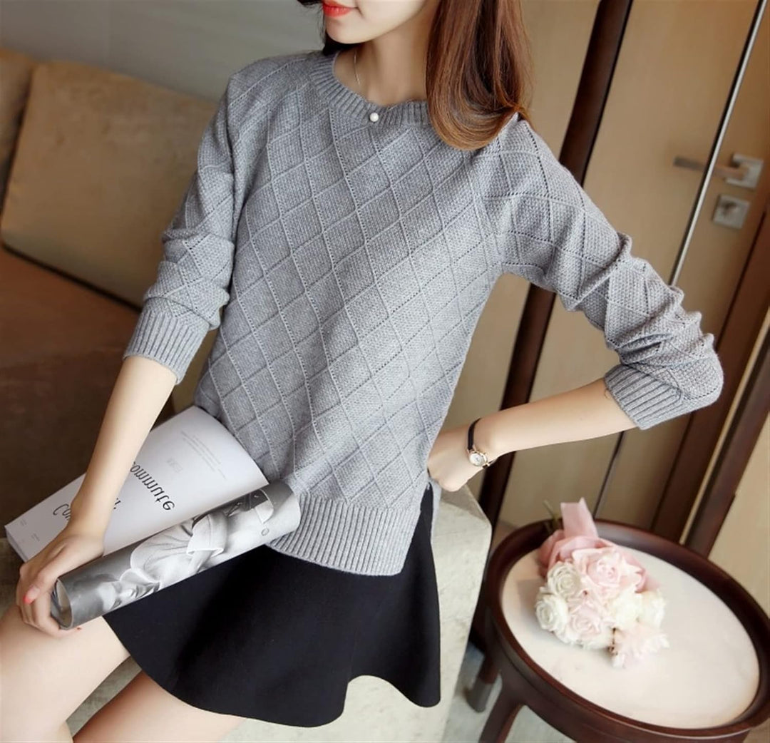 Naisten Pure Color Knit Pullover