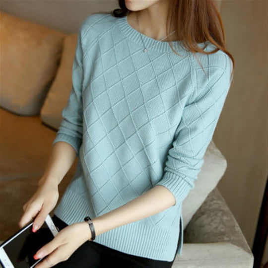 Naisten Pure Color Knit Pullover