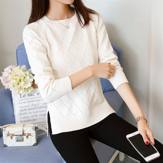 Naisten Pure Color Knit Pullover