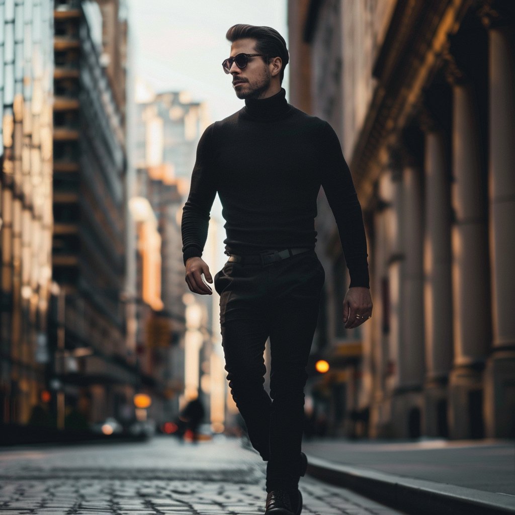 Miesten T Paita Turtleneck Lämmin Puuvilla-Akryyli 3
