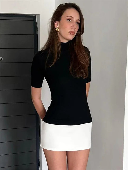 Naisten kontrastinen patchwork-bodycon-minimekko