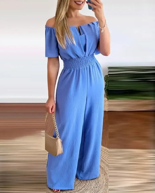 Naisten Off Shoulder Leveä jalka Jumpsuit