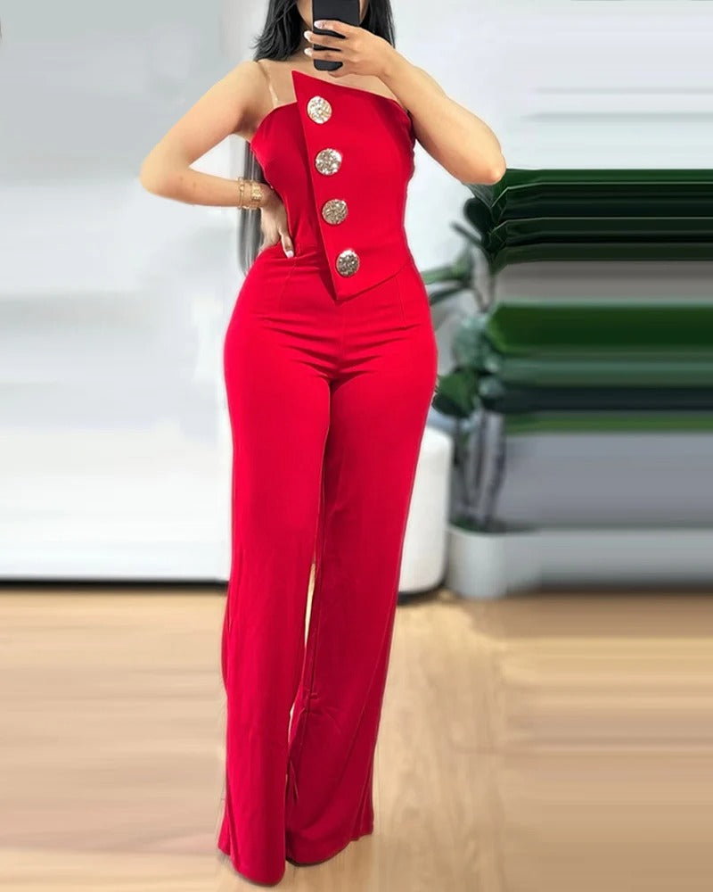 Epäsymmetrinen Bandeau olkaimeton Jumpsuit