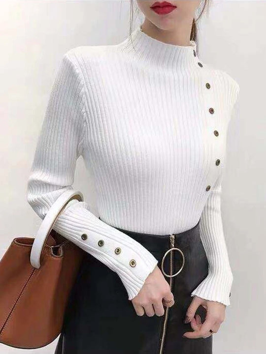 Naisten koko hihat Turtleneck Pulloveri