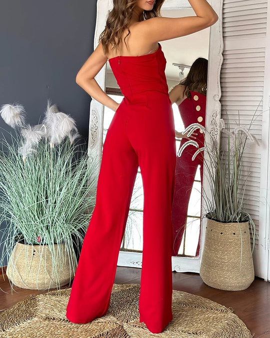 Epäsymmetrinen Bandeau olkaimeton Jumpsuit