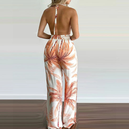 Digitaalinen Tulosta V-kaula värikäs Jumpsuit