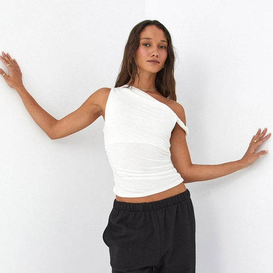 Naisten off-shoulder Crop tankkitoppi