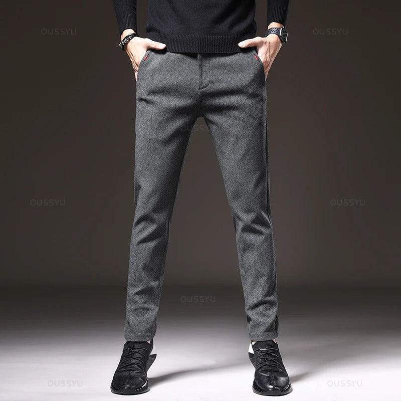 Miesten slim fit -puuvillahousut