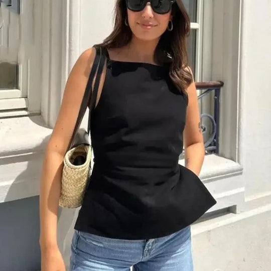 Naisten selkärangaton ohut olkain Crop Top
