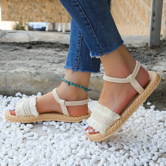 Naisten Tupsu Lace-Up Flat Sandaalit