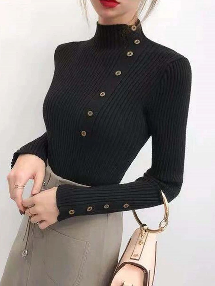 Naisten koko hihat Turtleneck Pulloveri