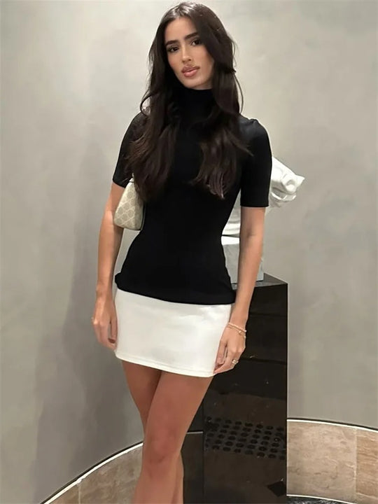 Naisten kontrastinen patchwork-bodycon-minimekko