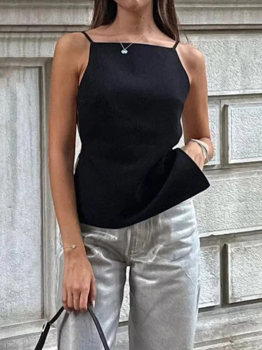 Naisten selkärangaton ohut olkain Crop Top