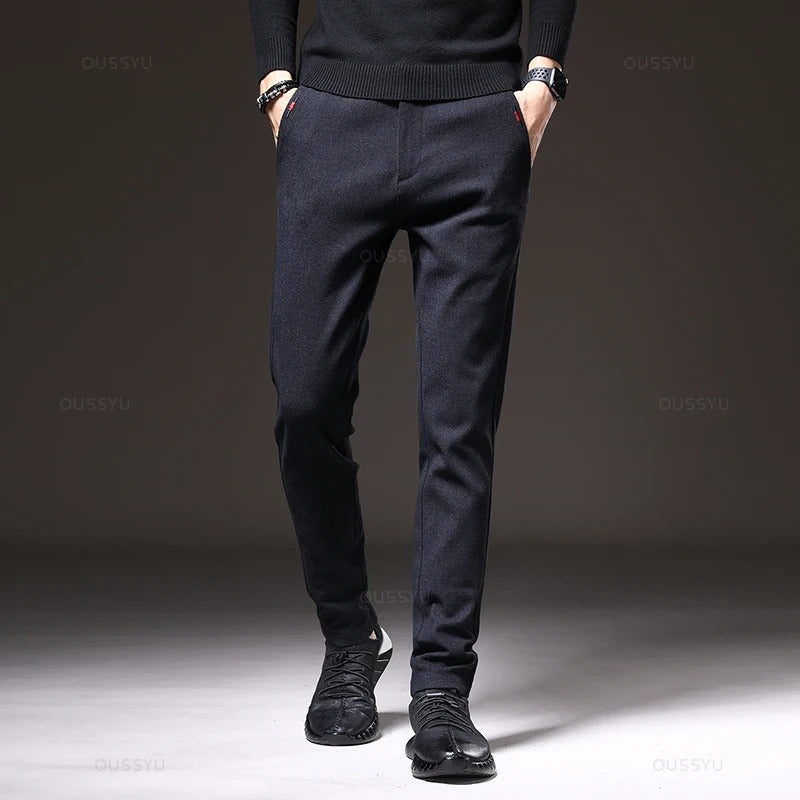 Miesten slim fit -puuvillahousut