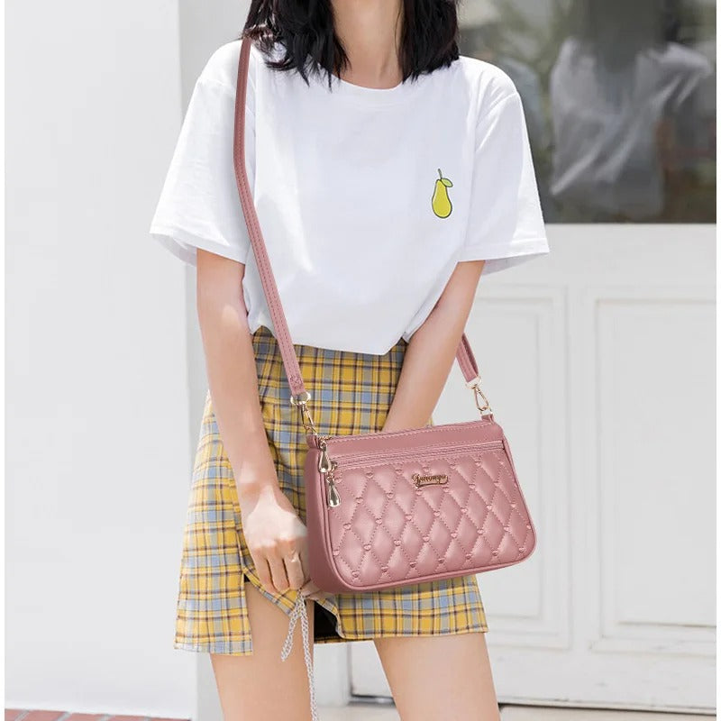 Naisten PU nahka kirjailtu Crossbody laukku