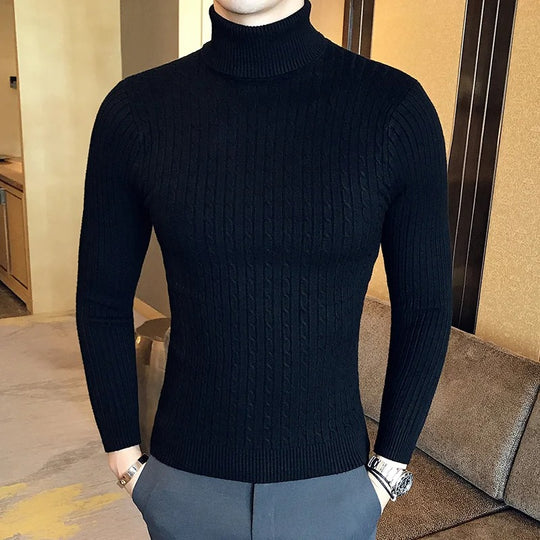 Miesten neulottu turtleneck villapaita