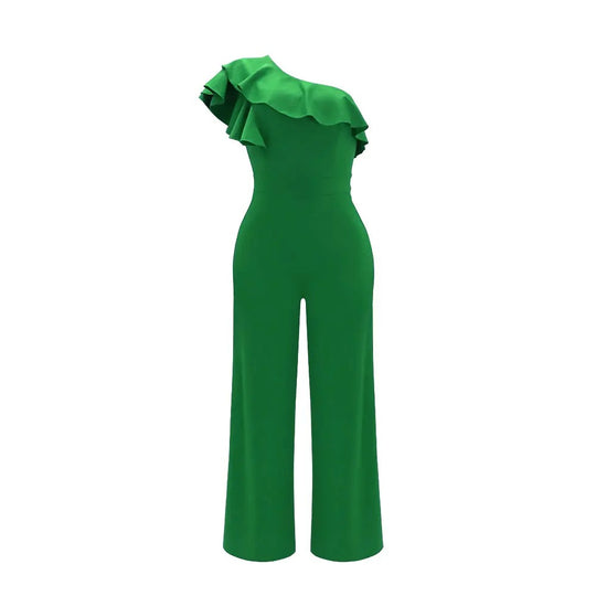 Naisten yksi olkapää röyhelöt Jumpsuit