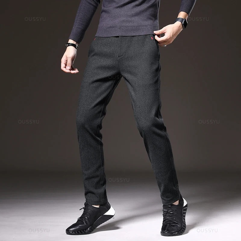 Miesten slim fit -puuvillahousut