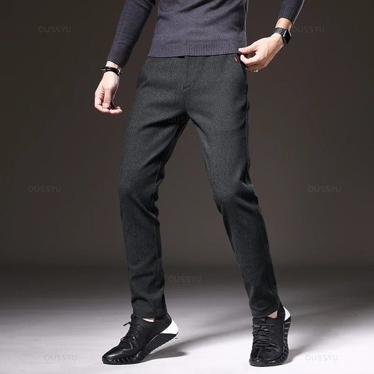 Miesten slim fit -puuvillahousut