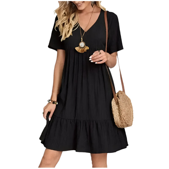 Naisten V-kaula-aukkoinen Peplum Fit Flare -mekko