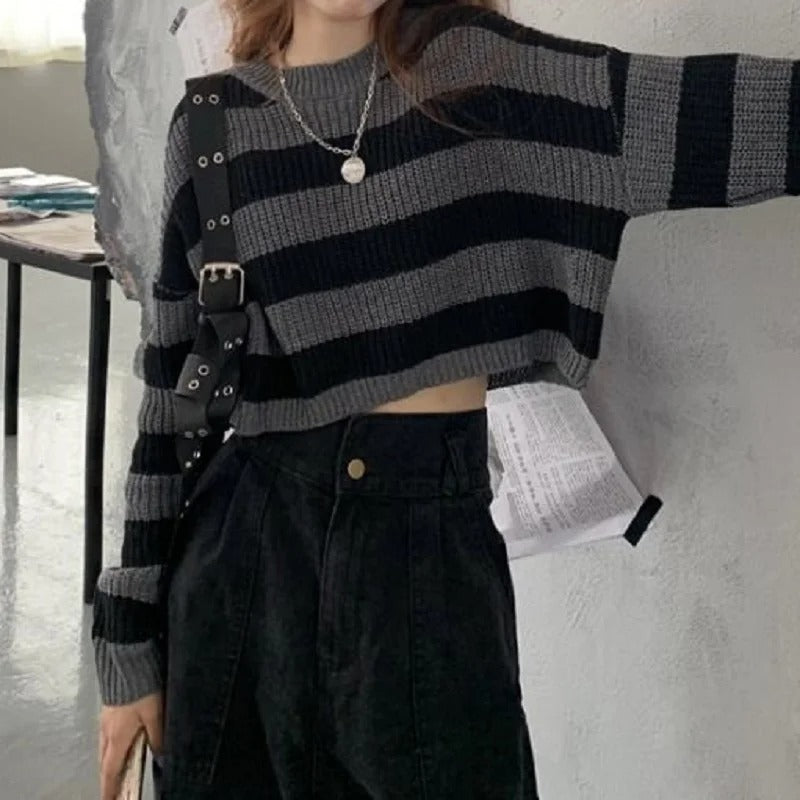 Naisten Vintage ylimitoitettu cropped villapaita